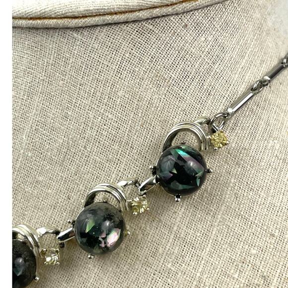 VTG Coro Lucite Confetti Necklace Gray Silver Tone 1950s Jewelry Signed 16" - Picture 13 of 16